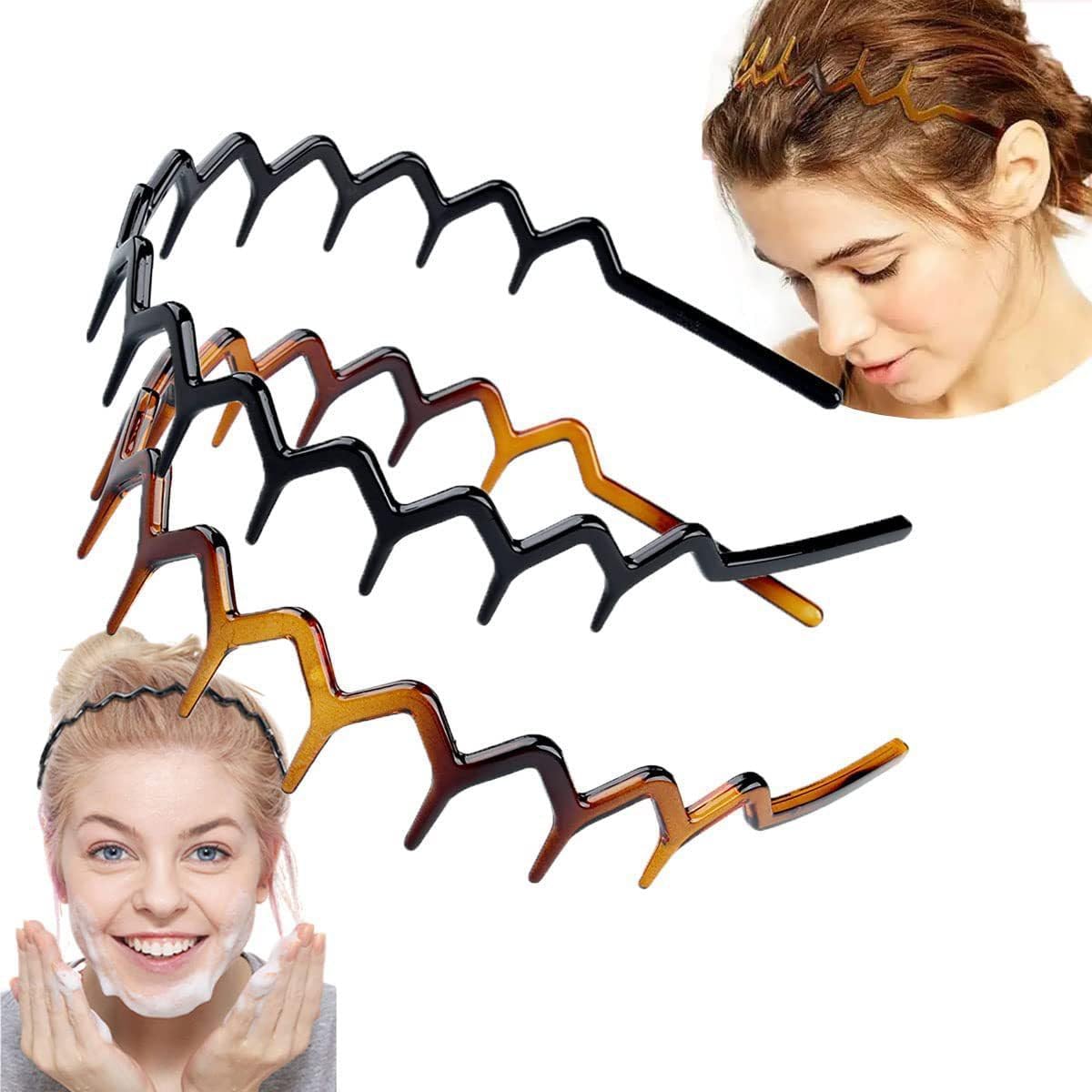 YuanHolumid 2Pcs Zigzag Headband Headband with Teeth Tooth,Plastic Wavy Comb Zig Zag Tooth Comb Plastic Hair Accessories