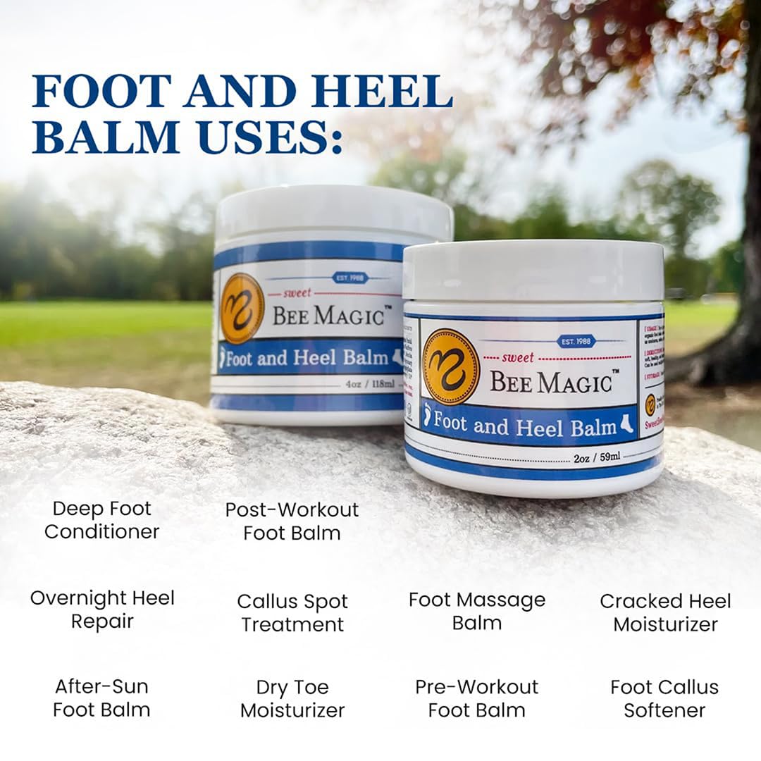 Sweet Bee Naturals Organic Foot Balm - Intensive Moisturizing Treatment for Dry Cracked Feet - 4 OZ Jar