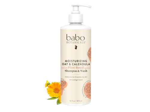 Babo Botanicals 2-in-1 Moisturizing Oat & Calendula Shampoo & Wash - Gentle Cleanser for Sensitive Skin | Safe for All Ages