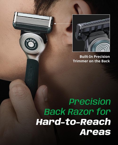 DORCO SLEEK 6 Blade Razor for Men with 2 Cartridges | Men's Cartridge Razors with Razor Handle and Smooth Shaving Blades | Men’s Razors with Multi-Flex Technology