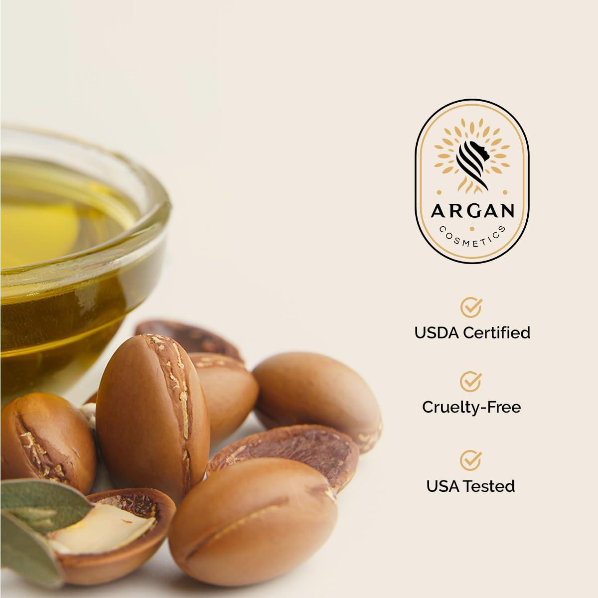 Argan Cosmetics 100% Pure Organic Moroccan Argan Oil - Cold Pressed, Unscented Moisturizer for Hair, Skin & Nails - 2 Fl Oz