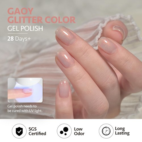 GAOY Shimmer Gel Nail Polish, 16ml Clear Glitter Gel Polish, UV Light Cure for Nail Art DIY at Home, 3023 Aqua Glimmer