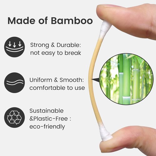Bamboo Cotton Swabs by EcoSwab - 800 Count | 3-Inch Versatile Swabs for Ears, Makeup & Cleaning