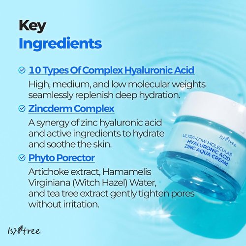IsNtree Ultra-Low Molecular Hyaluronic Acid Cream - Hydrating & Cooling Moisturizer | 80ml
