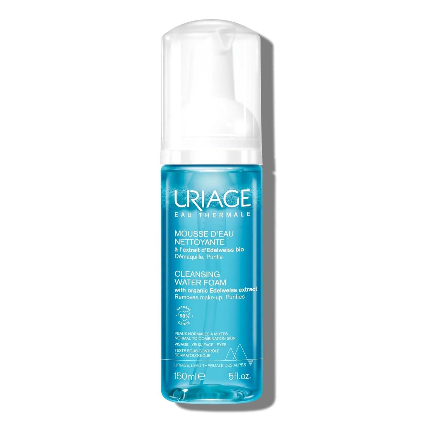 Uriage Face Cleanser - Ultra-Soft Airy Foam Makeup Remover with Edelweiss | Soap-Free, Floral Fragrance