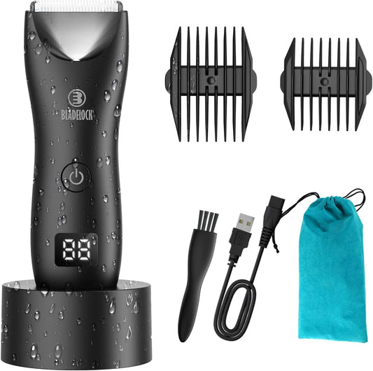 Skiennix Body Hair Trimmer - Electric Waterproof Grooming Kit with Ceramic Blade & LCD Display (Black)