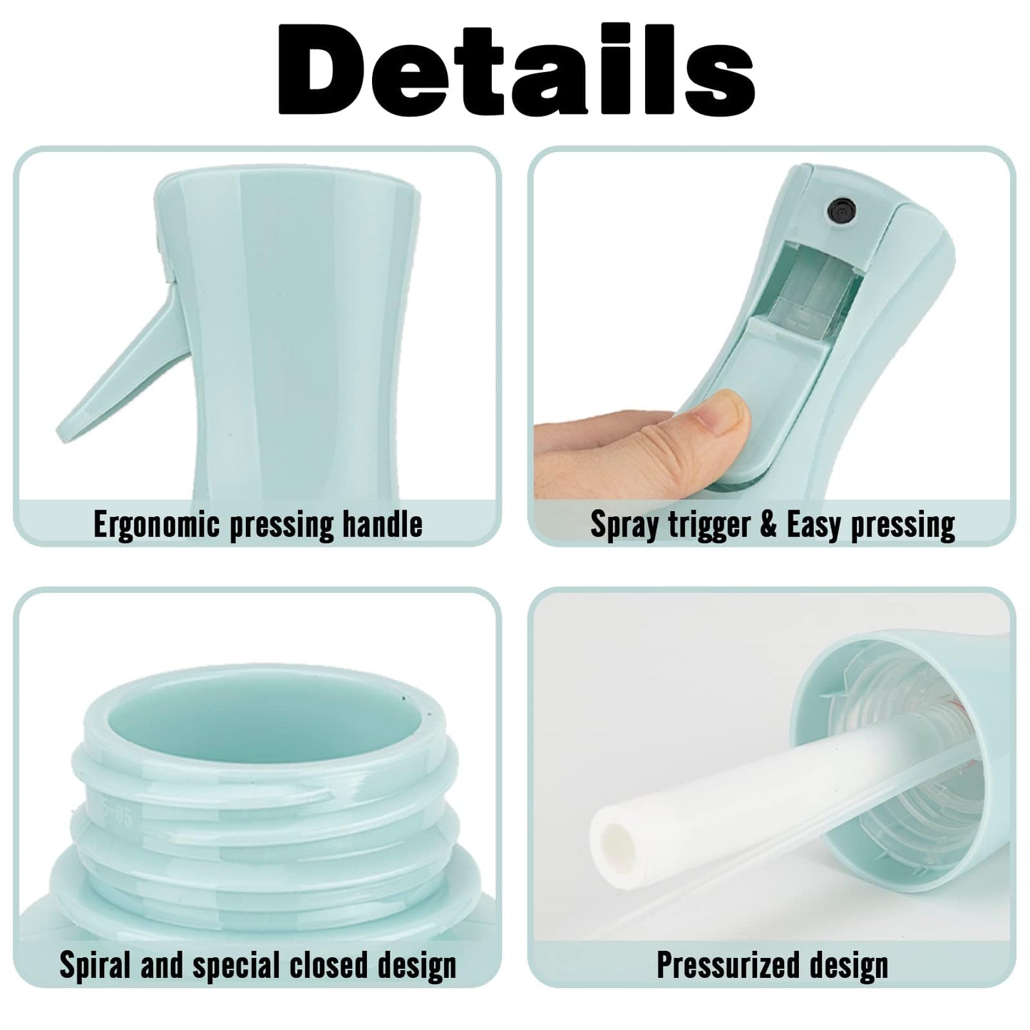 Zuhose Continuous Mist Spray Bottle, 6.8OZ /200ML Fine Mist Water Spray Bottle for Hair, Salons, Barber, Plants, Skin Care, Cleaning (Blue, 1 Pack)