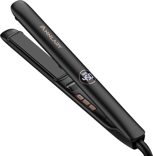 ANNLARY Hair Straightener - 1 Inch 2-in-1 Flat Iron & Curler | Fast Heating Titanium Ceramic for All Hair Types