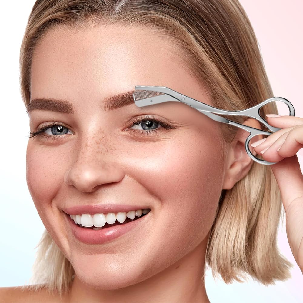 Eyebrow Comb Trimmer-Scissors, 2025 New Eyebrow Scissors with Comb Brow and Brush, Eyebrow Trimmer for Men and Women Trimmer Scissors for Precise Eyebrow Shaping (A-1Pcs)