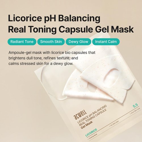 ACWELL Licorice Toning Capsule Gel Mask - Hydrating Overnight Face Mask with Niacinamide & Collagen | 1.19oz (34g) x 4ea