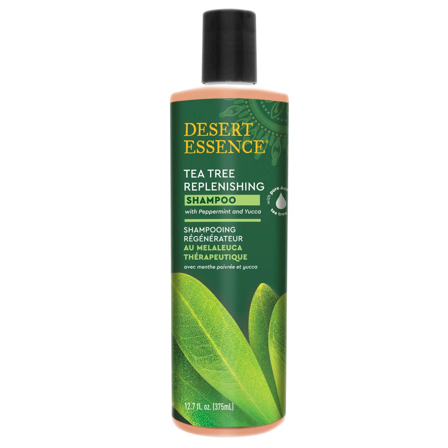 Desert Essence Tea Tree Oil Shampoo - Moisture Replenishing Formula with Peppermint & Eucalyptus | 12.7 fl oz, Gluten Free, Non-GMO