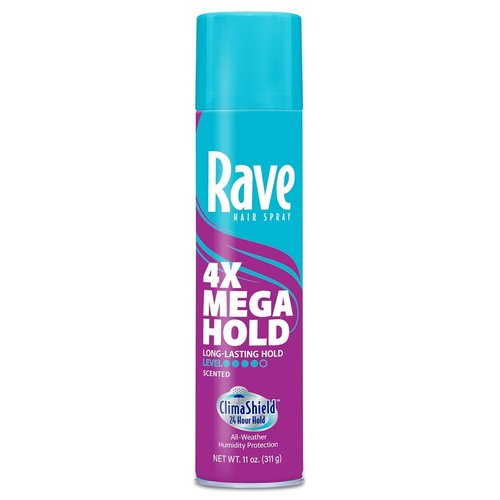 Rave 4X Mega Long-Lasting Hair Spray - Firm Hold, Heat Protection & Shine | ClimaShield for Humidity Control