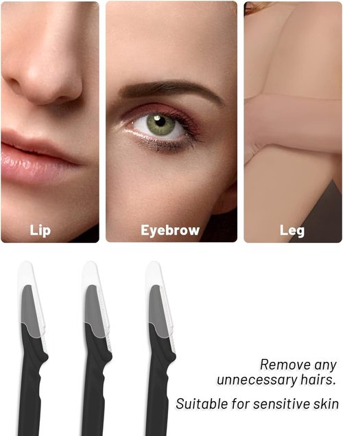 MoHern Dermaplaning Tool - 30 Pcs Face Razors for Smooth Skin | Multipurpose Black Dermaplane Razors