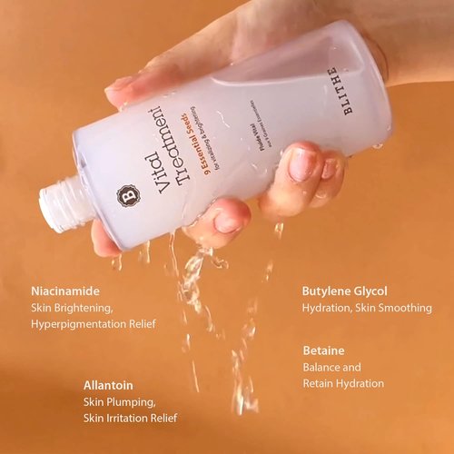 Blithe Vital Treatment Niacinamide Toner - 9 Essential Seeds for Oily Skin & Dark Spots | 5 Fl Oz