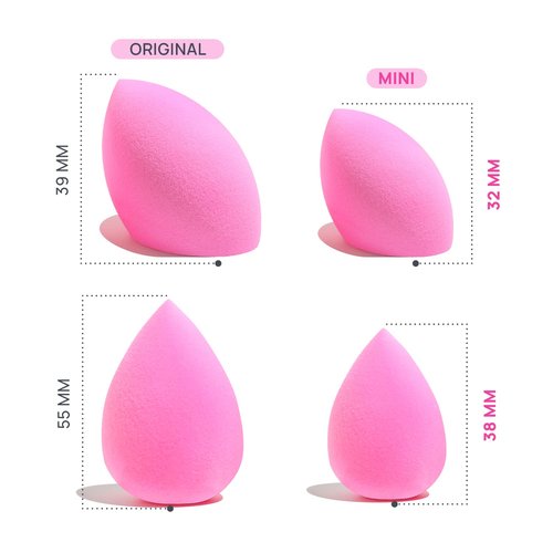 AOA STUDIO Mini Makeup Sponge Set - Latex-Free Blenders for Powder & Cream | 6 Super Soft Sponges (Pink)