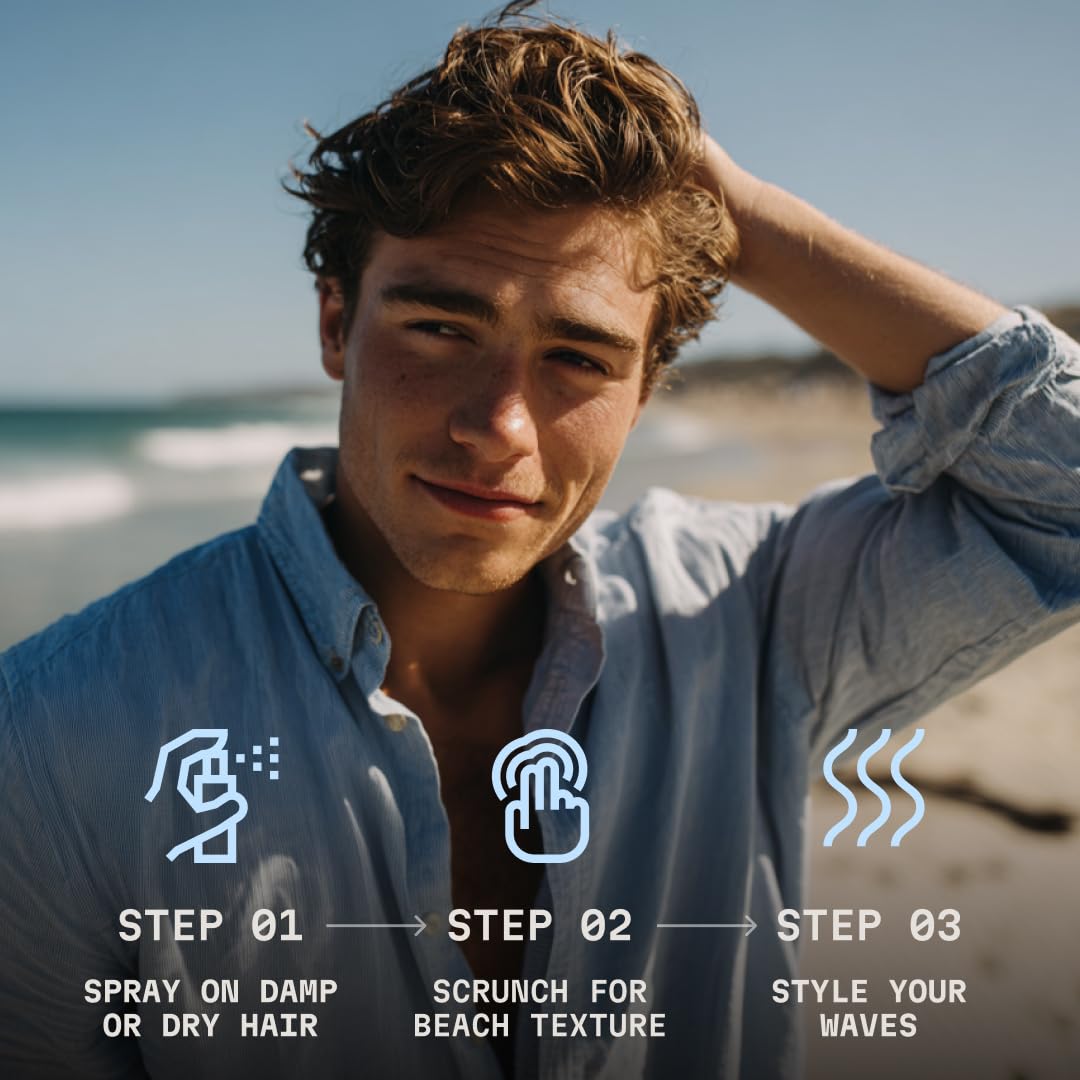 Striking Viking Sea Salt Spray for Men - Strong Hold Ocean Texture Mist | 6.76 Fl Oz, Blue Ocean Scent
