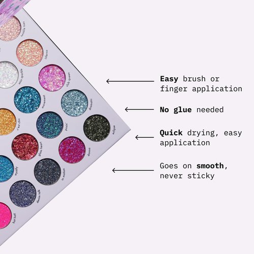 Kara Beauty Electric Disco Glitter Eyeshadow Palette - 30 Color Pressed Glitter for Rave & Festival Looks