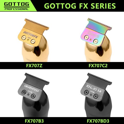 GOTTOG Replacement Blades for FX787 & FX726 Trimmers - Zero-Gapped, Black DLC 3.0 Blades