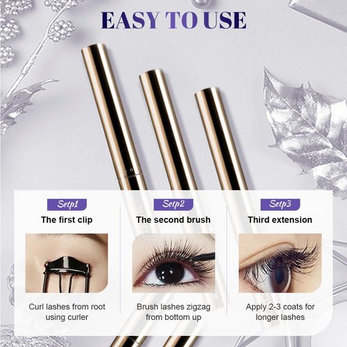 Ultra-Fine Lengthening Waterproof Quick-Dry Mascara, 2026 New Waterproof Quick Drying Curling Mascara, Iron Wand Tubing Mascara 3D Curling Eyelash Long Lasting Smudge Proof No Clumping (Black)