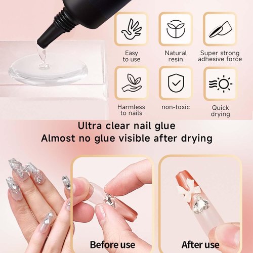 Super Strong Nail Glue for Acrylic Press-On Nails - No UV Light Needed, Fast-Drying, Professional Durable & Water-Resistant Nails Glue, Long-Lasting Semi-Solid