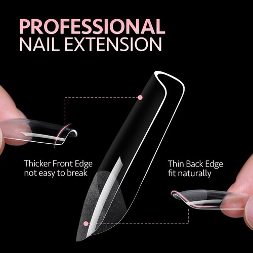 GAOY Medium Square Fake Gel Nail Tips, 12 Sizes False Full Cover Acrylic Press on Nails, 240Pcs Soft Half Matte Tips