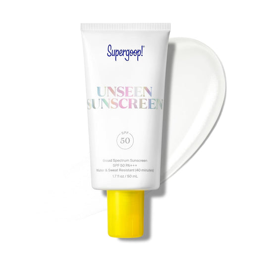 Supergoop! Unseen Sunscreen - SPF 50 Clear & Invisible Face Sunscreen | Weightless, Oil-Free - 1.7 fl oz
