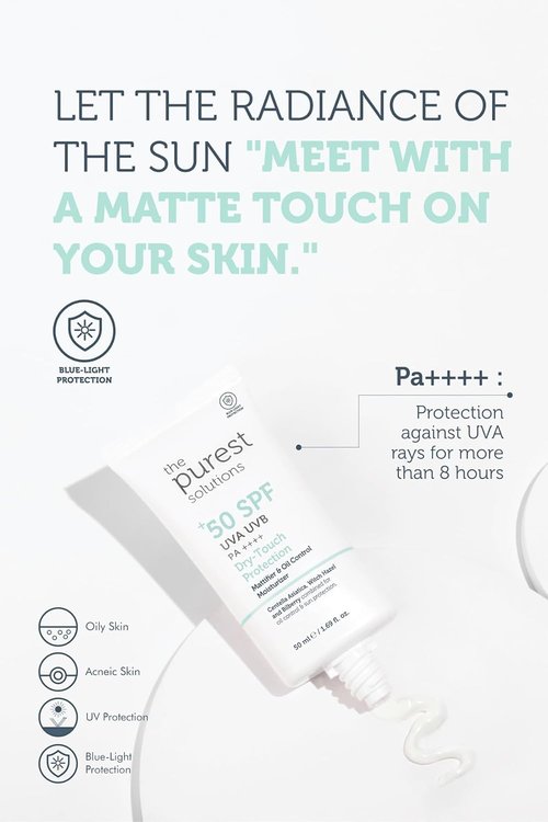 Purest Solutions Dry-Touch Protection Moisturizer SPF 50+ - Oil Control & Mattifier for Oily Skin | Vegan & Eco-Friendly (1.69 fl. oz)