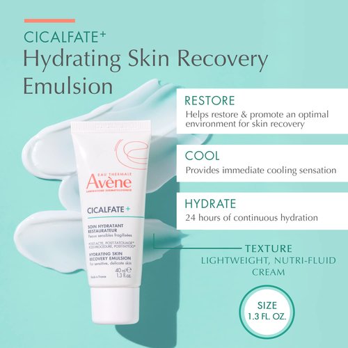 Avène Cicalfate+ Hydrating Skin Recovery Emulsion - Restores Skin Barrier & 24HR Hydration | 1.3 Fl Oz