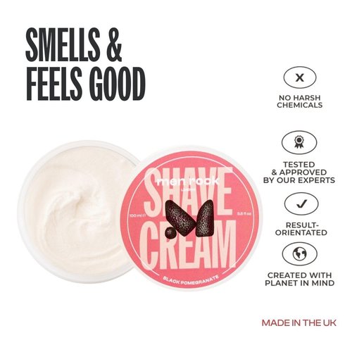 Men Rock Shave Cream - Moisturizing Black Pomegranate Shaving Foam for Men - 3.5 oz