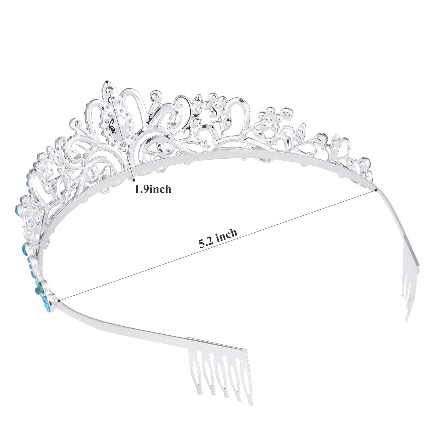 Zerenfy 6 Pack Sparkling Crystal Princess Tiaras for Women Crown Queen Fashion Headband for Wedding Birthday Bride Bridal Prom Party Valentines Mothers Day Gifts Blue