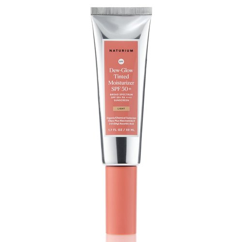 Naturium Dew-Glow Tinted Moisturizer SPF 50+ Light, Daily Moisturizing Sunscreen & Face Primer with Tint, Skin Protector with Dewy Finish, 1.7 oz