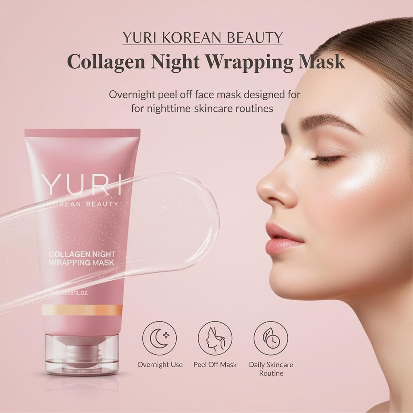 Skiennix Collagen Night Wrapping Mask - Hydrating Peel Off Face Mask for All Skin Types | 2.53 fl. oz.