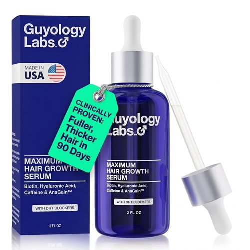 Guyology Labs Biotin Hair Growth Serum - DHT Blocker & Anti-Thinning Treatment for All Hair Types - Made in USA