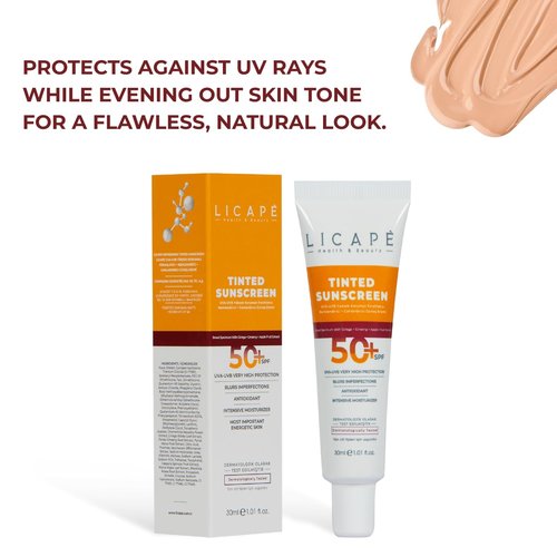 LICAPE® Tinted Sunscreen SPF 50 - Lightweight Face Sunscreen with Natural Coverage & High Protection