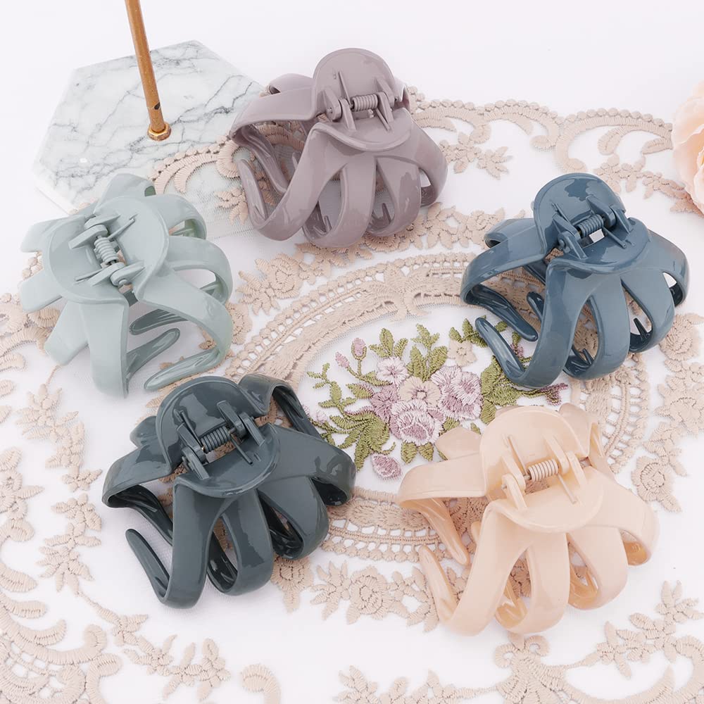 Hair Clips Claw Clips for Thick Hair 5Pcs Large Hair Clips 3.15'' Big Octopus Hair Clip Long Thick Medium Hair Neutral Jumbo Jaw Clips Hair Accessories for Women Girls