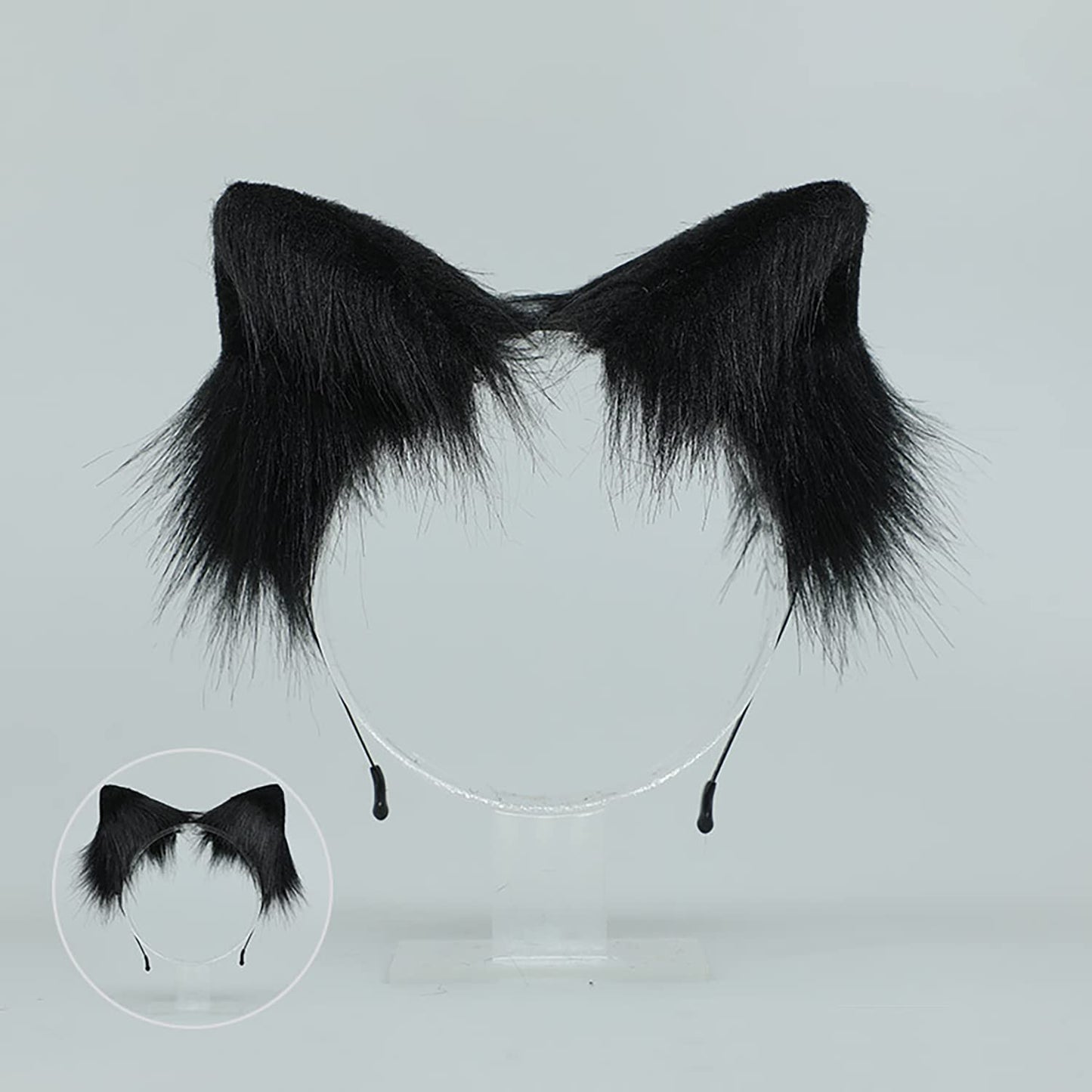 Faylay Wolf/Fox/Cat Ear Cosplay Headwear Girl Accessories Handmade Hairband Furry Ear Faux Fur Headband (SJ-3 Black)