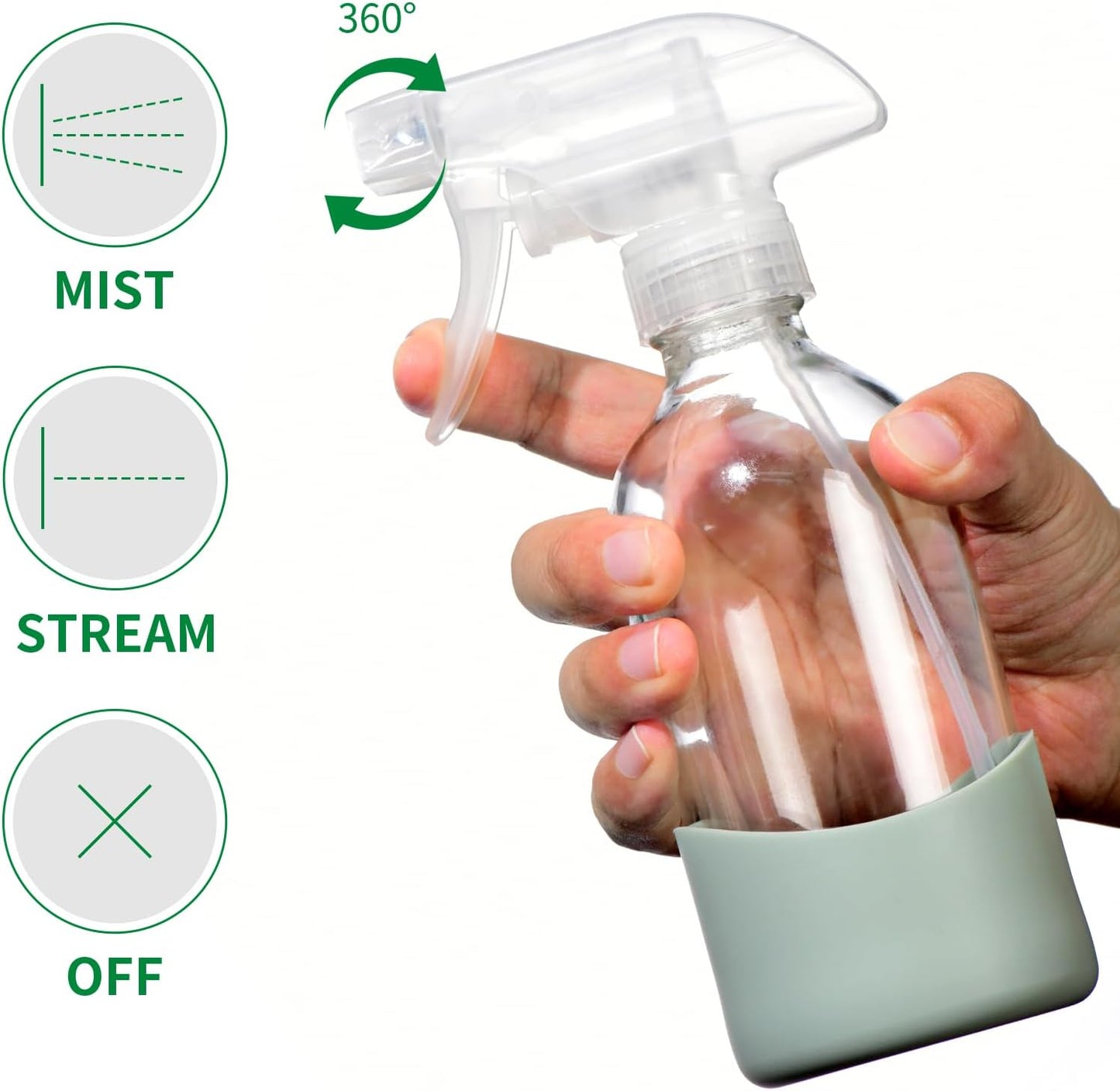 Skiennix 8oz Clear Glass Spray Bottles - Refillable, Leakproof Design for Cleaning, Hair, Plants & Essential Oils | Eco-Friendly, Adjustable Nozzle