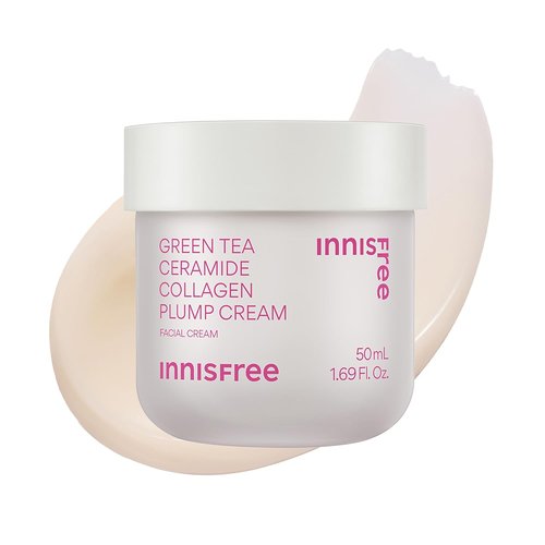 Innisfree Green Tea Ceramide Collagen Plump Cream - Korean Face Moisturizer for Youthful Skin