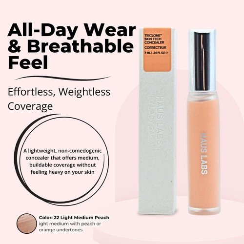 Haus Labs by Lady Gaga Triclone Skin Tech Concealer - Hydrating & De-Puffing, 22 Light Medium Peach