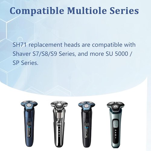 Philips Norelco SH71 Shaver Head Replacement - Complete Rotary Unit with 15 Precision Blades (Blue)