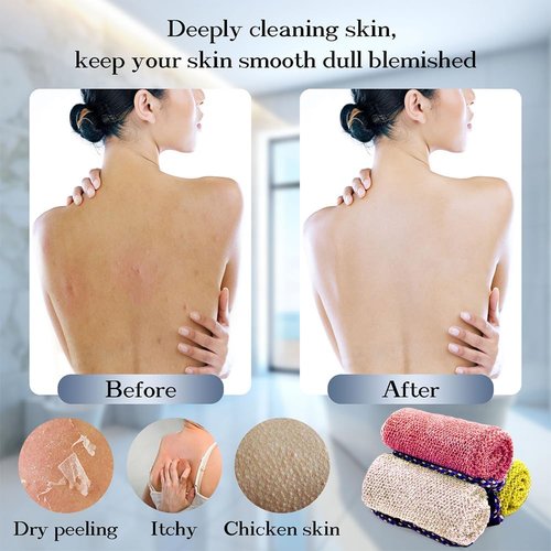 African Net | Exfoliating Bath Sponge Set with Handles - 3 Pieces for Deep Cleansing and Scrubbing