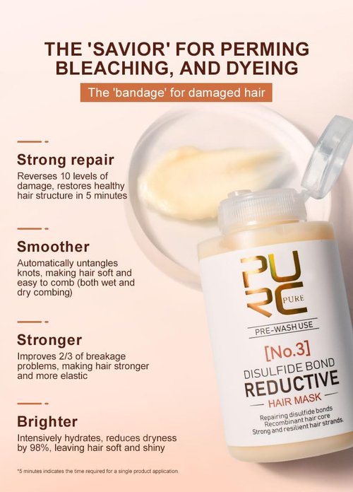 PURC Keratin Hair Mask Disulfide Bond Hair Treatment Smoothing Straightening Hair Cream Repair Damaged Hair Care Products
