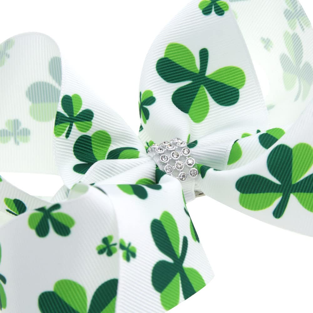 St. Patrick Bow Hair Clips Hairpin Grosgrain Ribbon Bows Holiday Barrettes JHSP07 (C1)