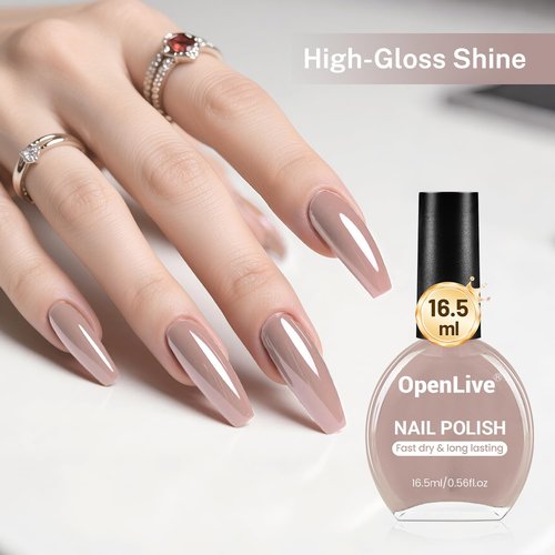 OpenLive Light Brown Nail Polish - 16.5ml Quick Dry Formula for Long-Lasting Shine | Perfect for DIY Nail Art