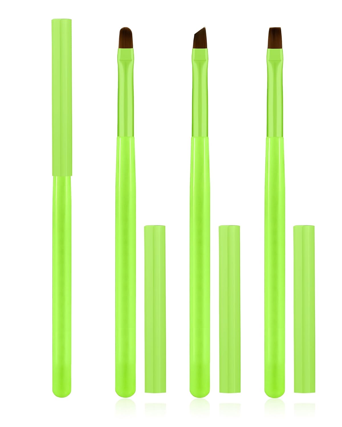 Skiennix Nail Polish Clean Up Brush Set - 3 Acetone Resistant Brushes for Perfect Nail Art | Bright Green