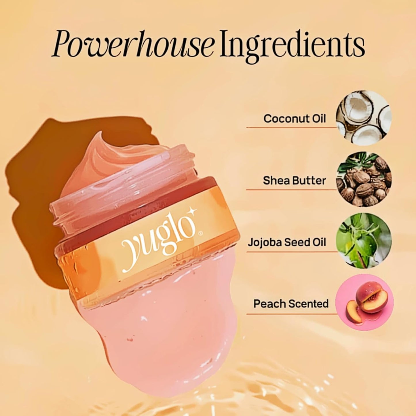 YUGLO Lip Sleeping Mask Peach - Hydrating Overnight Lip Moisturizer & Plumping Gloss Balm