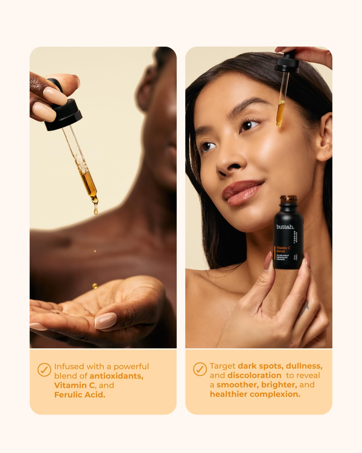 Buttah Skin Vitamin C Serum - Brightening Face Treatment with Vitamin E & Green Tea | 1 FL oz (30mL)
