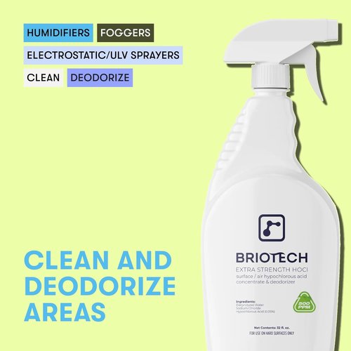 Briotech Extra Strength HOCl Cleaner - 500 PPM Hypochlorous Acid Concentrate for ULV Foggers & Humidifiers | 1 Gallon