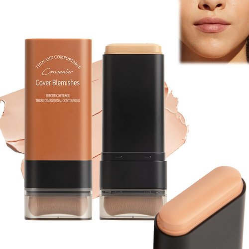 Korea Flawless Eraser Foundation Stick,Cooklesa Hydrating Lightweight Foundation Stick with Brush,Multiuse Foundation Stick Makeup Lightweight,Foundation Stick Makeup Built-In Foundation Brush (#4, 1)