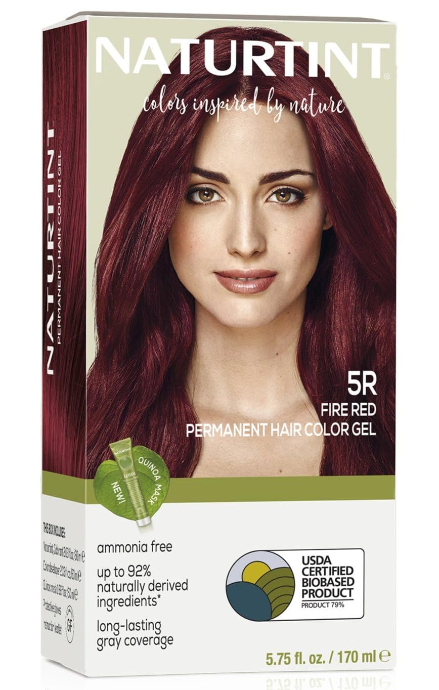 Naturtint 5R Fire Red Permanent Hair Color (Pack of 1), Ammonia Free, Vegan, Cruelty Free, up to 100% Gray Coverage, Long Lasting Results (Packaging may vary)